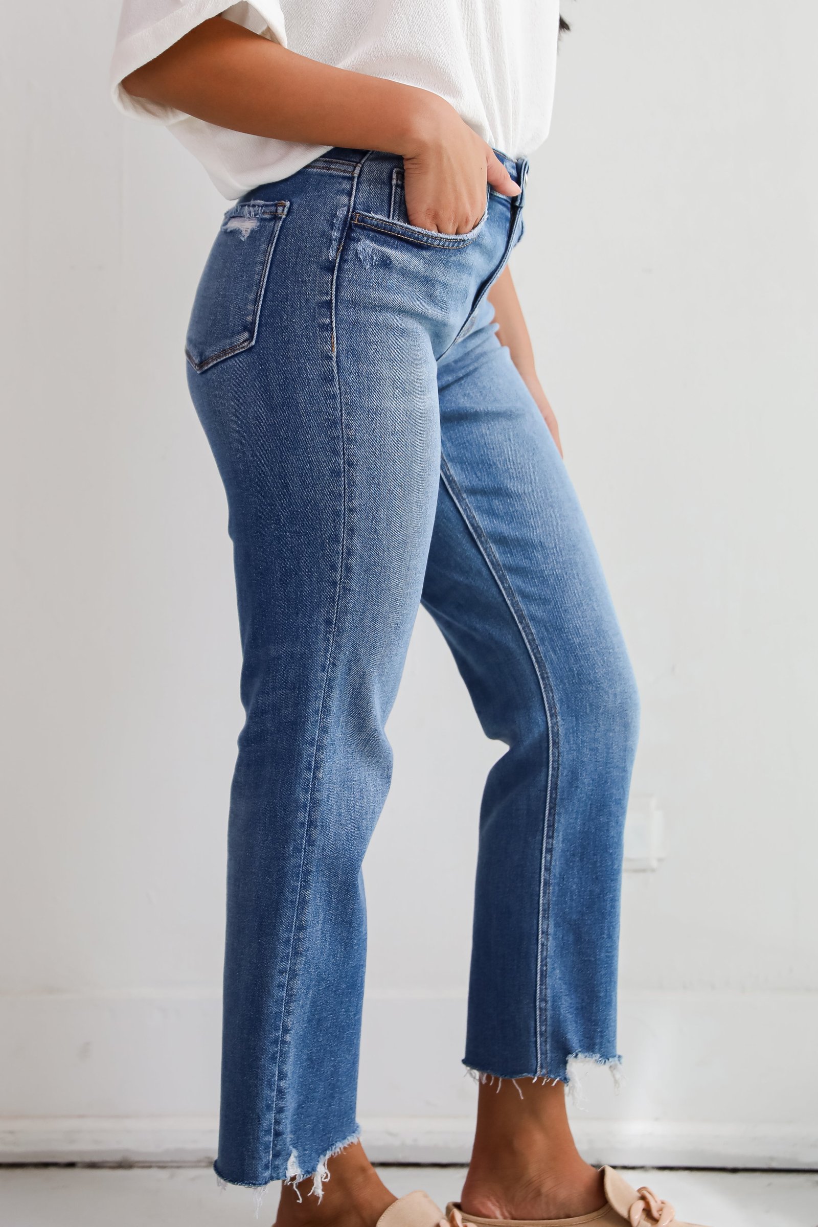 Victoria Medium Wash High-Rise Stretch Straight Jeans